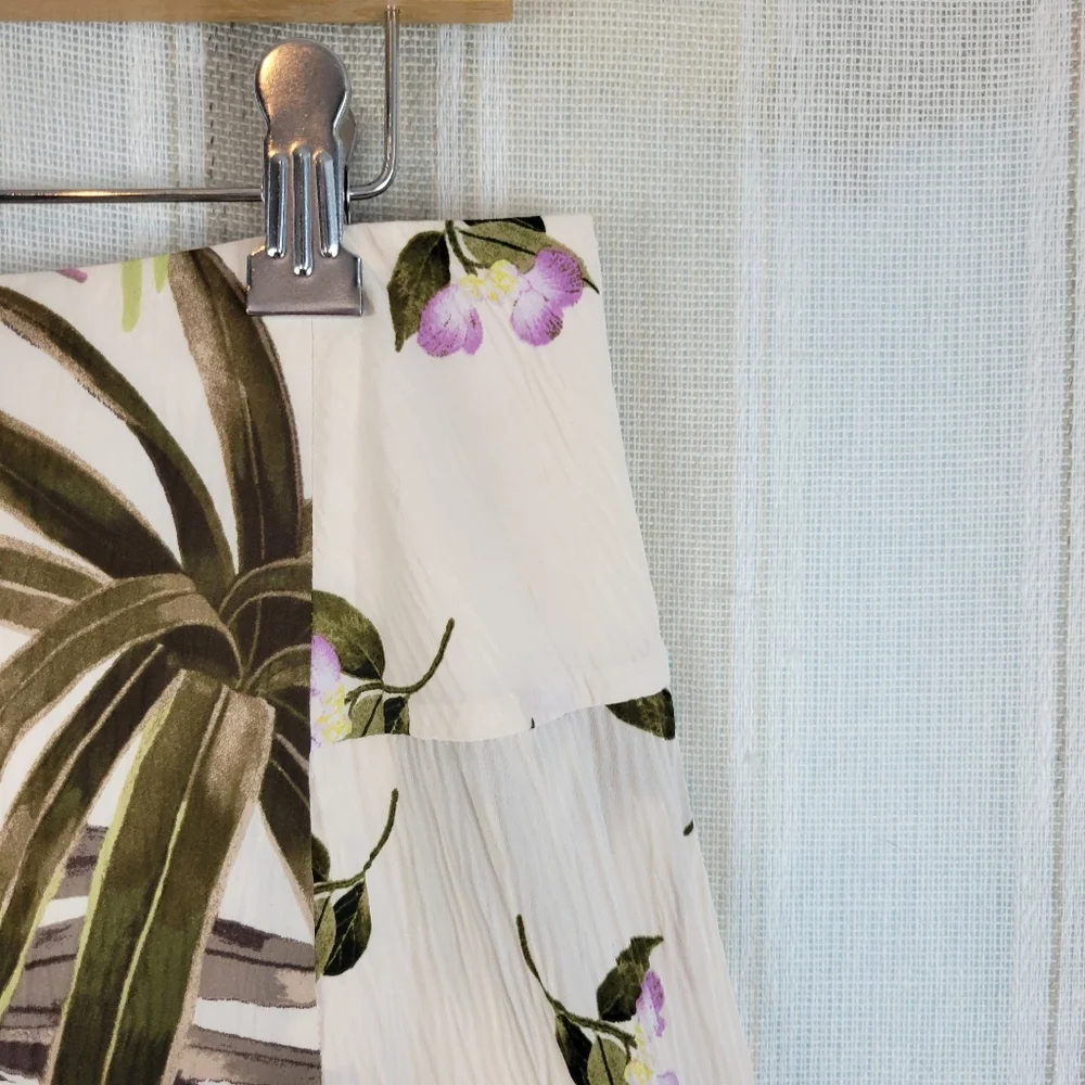 Vince Tropical Garden‎ Satin Skirt in Pale Alder Size 10